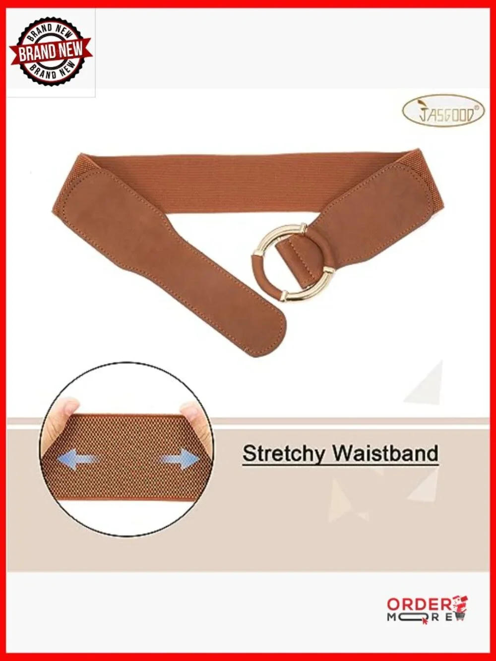Vintage Stretchy Elastic Wide Waist Belt with Circle Buckle for Dresses